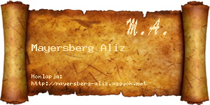 Mayersberg Aliz névjegykártya